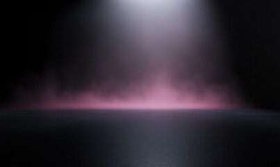 Obraz premium Pink Fog Under Spotlight on Dark Stage