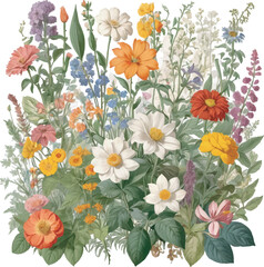 Flowers floral pattern on white background