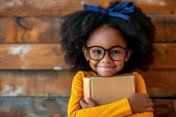 School little girl with glasses child smiling smile.