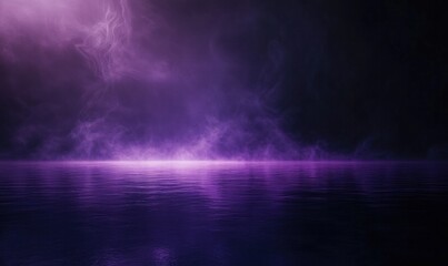 Mystical Purple Mist Over Calm Water at Night