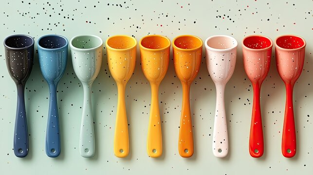 Set of colorful measuring spoons and cups