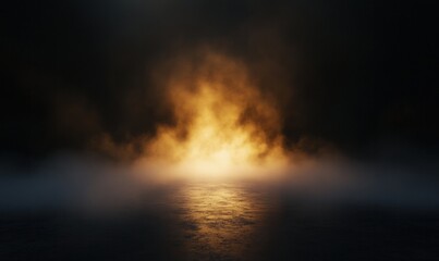 Fototapeta premium Fiery Glow on Dark Misty Horizon