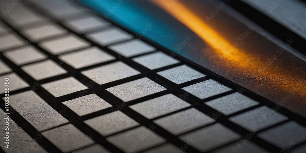 Aufkleber a close up of a keyboard with a blue and orange line in the background