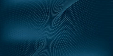 Glowing blue wavy lines on abstract technology dark blue background. Digital hi-tech vector illustration with particle striped wave lines.eps10
