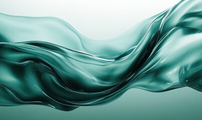 Elegant Flowing Green Waves of Silk Fabric