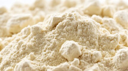 heap of protein powder on white.
