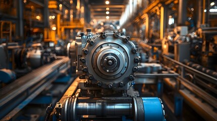 Fototapeta premium Highly Automated Factory Production Line with Advanced Industrial Machinery and Equipment