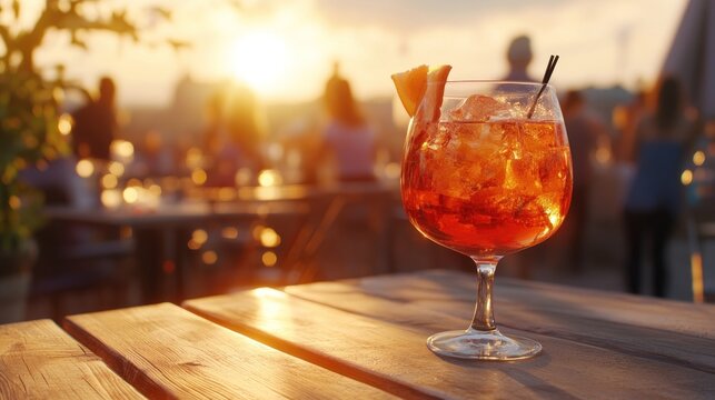 Sunset Cocktail on Rooftop Terrace