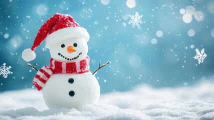 Fototapeta premium Snowman Under Winter Sky
