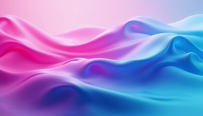 Fototapeta premium Smooth gradient waves in pink and blue abstract background
