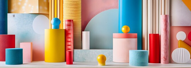 39. A playful array of geometric shapes, highlighting a creative product display