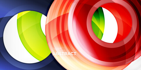 Bright colorful circles with light effects. Abstract background