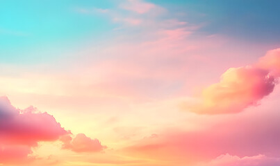 Obraz premium Beautiful blurred background sky in pastel colors of orange, pink and blue