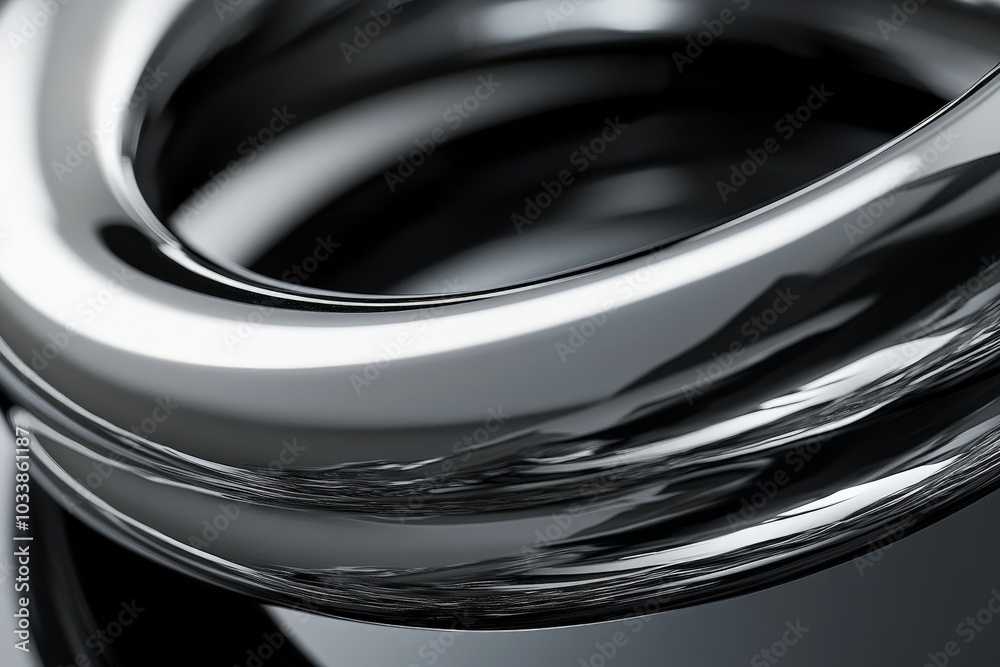 Aufkleber this is an abstract close-up of a shiny metallic swirl with smooth textures and reflective surfaces,