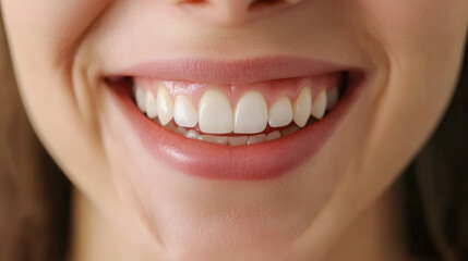 Fototapeta premium close up of a female smile, with only the top row of teeth visible