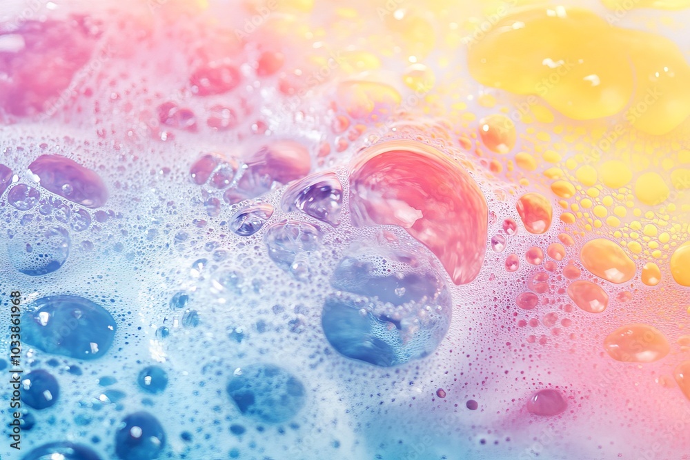 Aufkleber a serene and dreamy composition of pastel bubbles and soft textures evokes a sense of tranquility an