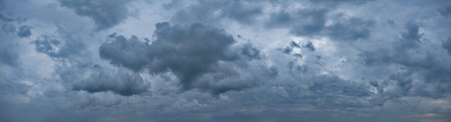 Obraz premium Russia. The South of Western Siberia. Panorama of the evening summer sky with multicolored clouds over the fields of Kuznetsk Alatau.