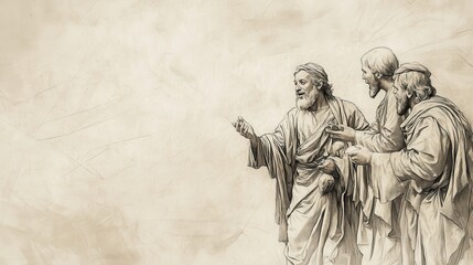 Fototapeta premium Joyful Reunion of the Prodigal Son Celebrated by Father with Best Robe and Ring Expressing Surprise and Joy at His Return