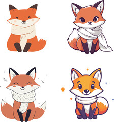 Cute Foxes with Scarves