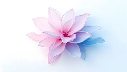 An abstract image of a flower in soft pastel colors, featuring gentle hues and delicate shapes. The blurred lines and dreamy tones evoke a sense of calm and tranquility, perfect for soothing designs