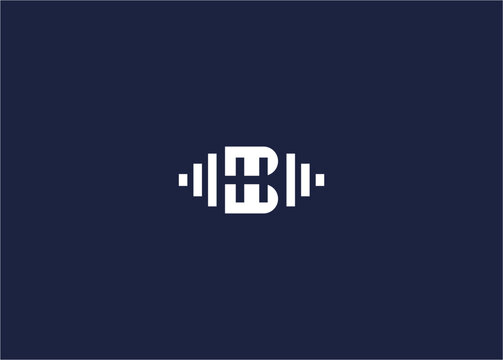 letter bh with barbell logo icon design vector design template inspiration