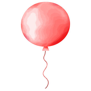 Watercolor red balloon illustration, Balloon for party,festival and celebration ,Balloom png,balloon decoration