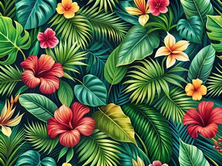 Tropical Plant Pattern Design for Home Decor, Fashion, and Stationery - Lush Greenery, Exotic Flora, Botanical Prints, Summer Vibes, Nature Inspired Backgrounds