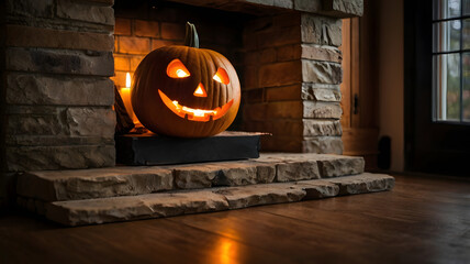halloween pumpkin and pumpkins, orange, terror, dark, happy day, ai generated