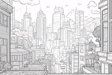 Fototapeta premium Modern Cityscape: A Stunning View of Skyscrapers and Urban Life