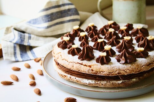 Salted Chocolate Hazelnut Dacquoise Homemade Ganache Macaron
