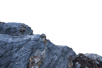 Rocky Peak: A dramatic close-up of a rugged, dark grey rock formation, sharply contrasted against a clear background. Ideal for textures, backgrounds, or nature-themed designs.