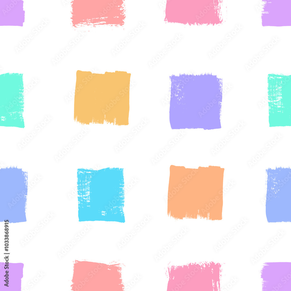 Aufkleber vector squares pattern. seamless colorful brush stroke background. print from squares in pink, purpl