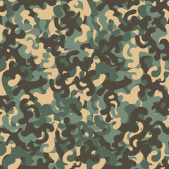 Fototapeta premium Seamless pattern with chaotic design for camouflage fabric. Version 2. Summer, off-season. Vector illustration
