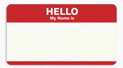 Blank Name Tag Sticker - Customizable ‘Hello My Name Is’ Tag for Events, Conferences, and Workshops in Red and Black