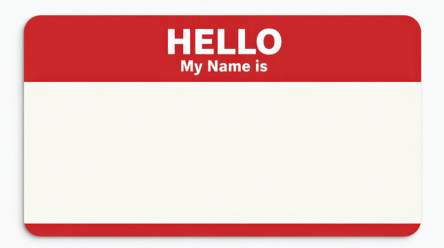 Blank Name Tag Sticker - Customizable &lsquo;Hello My Name Is&rsquo; Tag for Events, Conferences, and Workshops in Red and Black