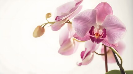 Fototapeta premium A close-up of a delicate pink orchid flower with soft lighting.