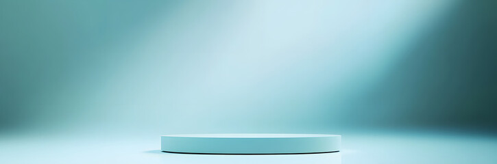Abstract pastel teal color and gradient cyan light background with mint green table backdrops display product design. Turquoise empty space room for showing. Blur 3D render podium stage vector texture