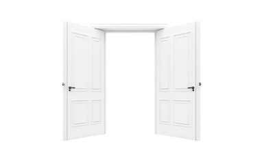 Naklejka premium Two white doors opening transparent background image