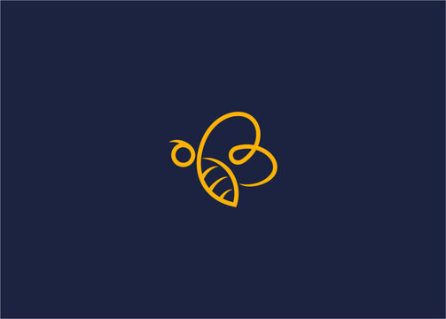 Letter b with bee logo icon design vector design template inspiration