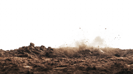 Pile of soil spread apart, transparent white background image
