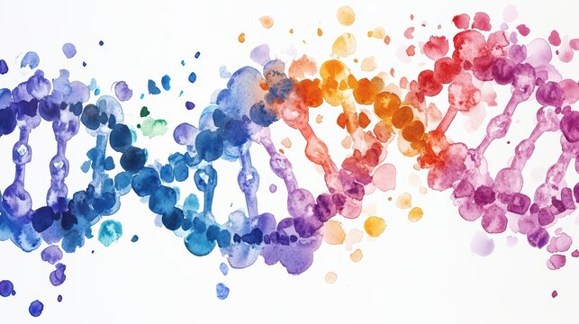Colorful abstract representation of DNA strands showcasing vibrant hues and artistic expression, ideal for science or biology themes.