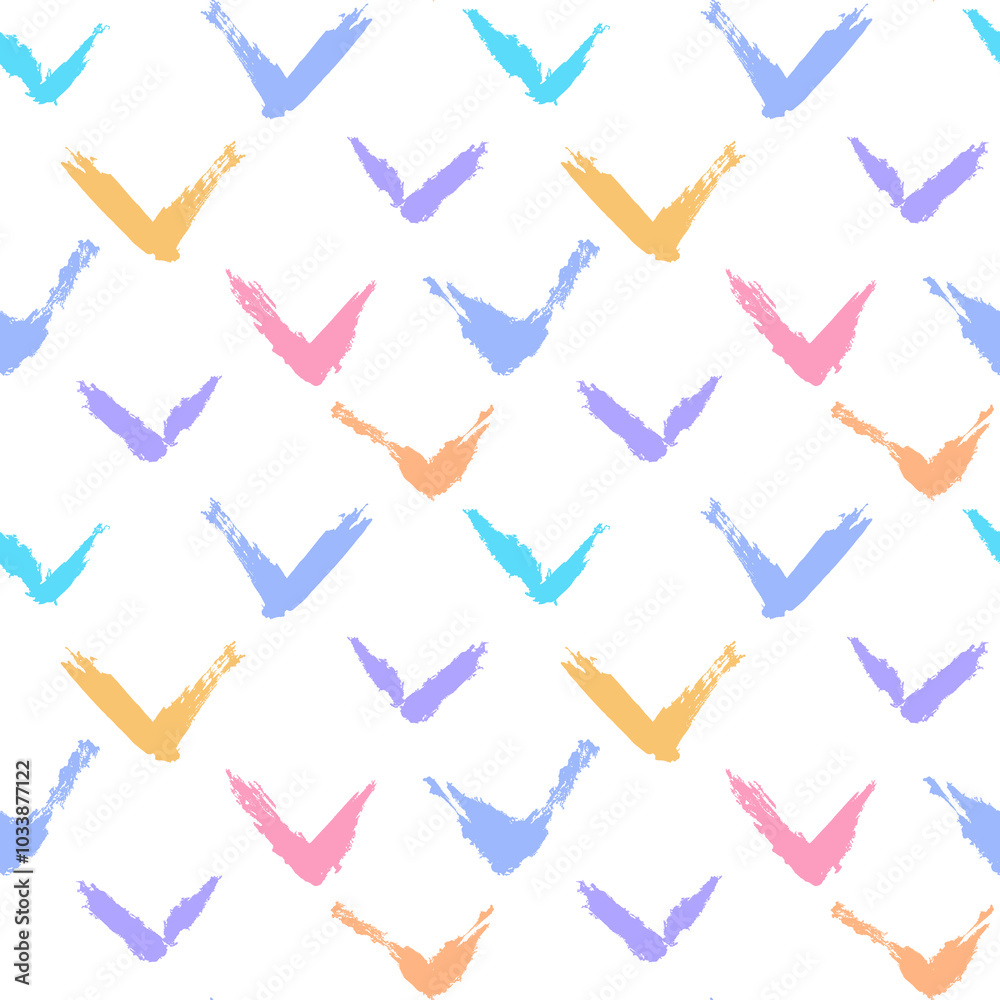 Aufkleber vector abstract birds pattern. seamless colorful brush stroke background. swoosh print in pink, purp