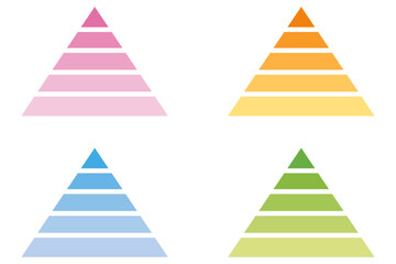 5段階階層ピラミッドのイラストセット © Mina3