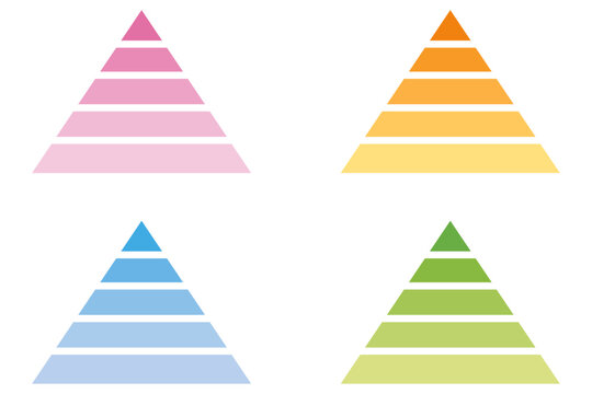 5段階階層ピラミッドのイラストセット