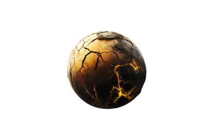 Cracked Desolate Planet with Visible Tectonic Shift on a Transparent Background