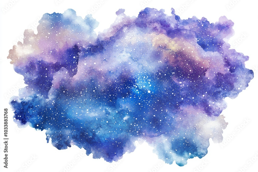 Aufkleber an abstract cloud shape with harmonious nebula clouds swirling in it, isolated on a transparent back