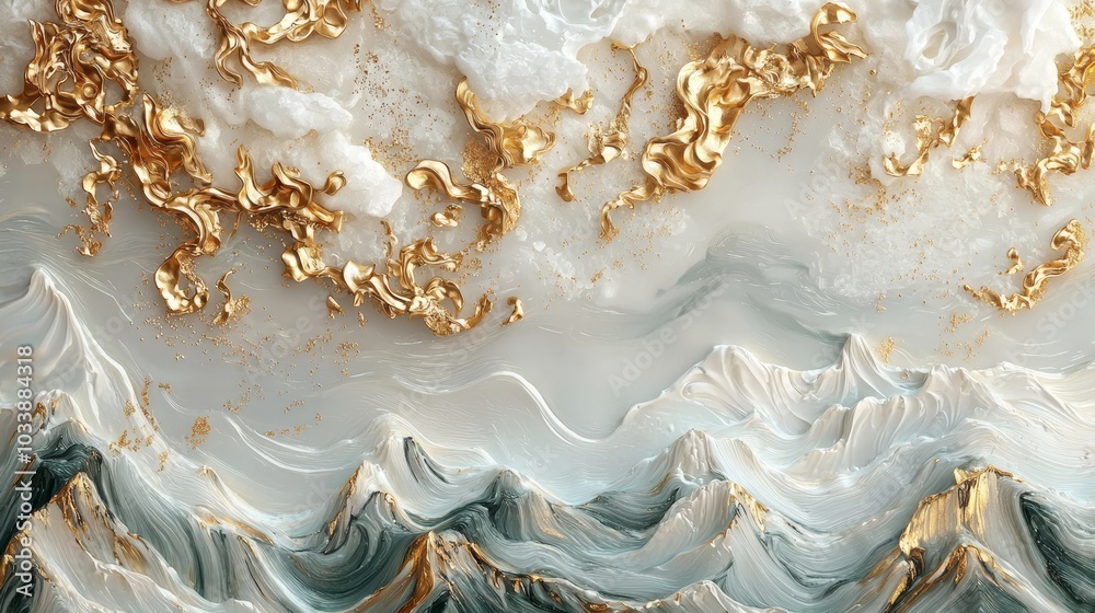 Poster I've painted a sunset over a mountain range with fog using generative AI.