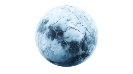 Naklejka premium A small icy planet with cracks in the surface isolated on a white background