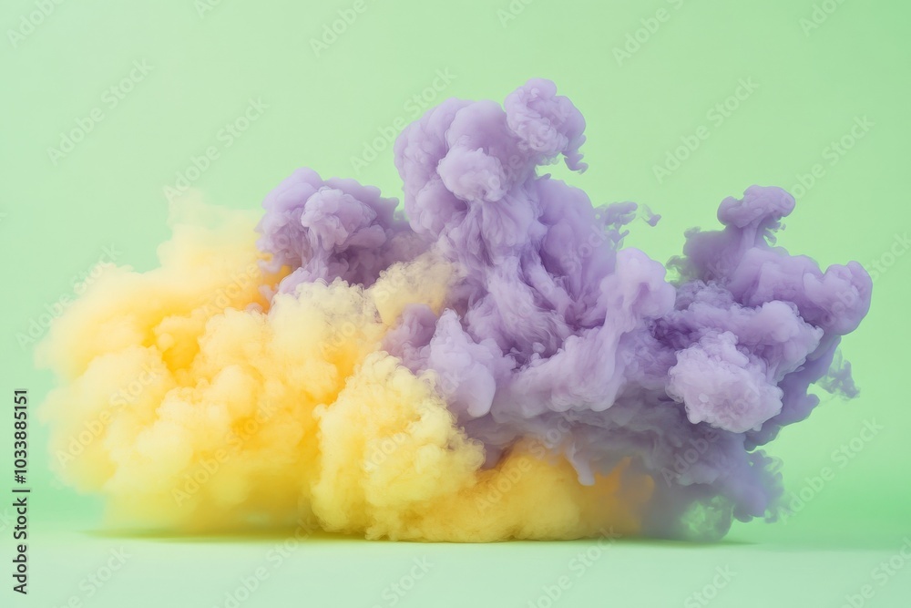 Aufkleber wisps of lavender and rich gold smoke float together against a muted teal, creating a stunning abstr