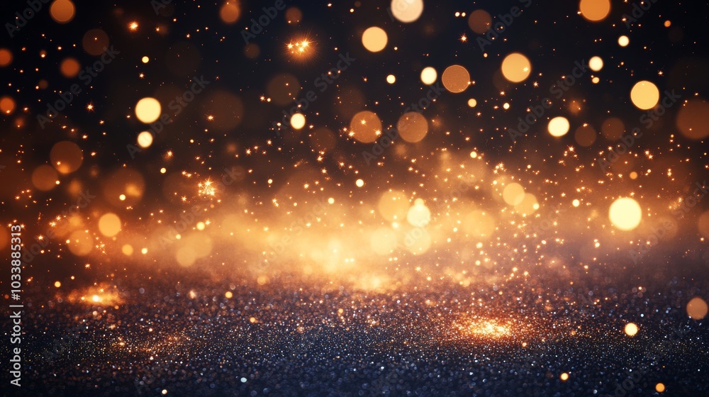 Fototapete Sparkly particles on a dark background. Deep space texture effects. Mystical background.